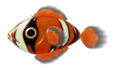 A graphic 3D illustration of a tropical fish