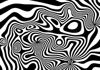 Wavy Psychedelic Trippy Pattern. Abstract Vector Swirl Backgrounds. 1970 Aesthetic Textures with Flowing Waves