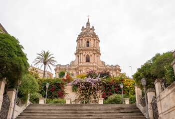 The baroque San Giorgio cathedral in Modica, in southeastern Sicily; it is the main church of the city and is included in the Unesco World Heritage List.