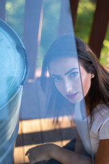 Fototapeta premium beautiful brunette girl in the park