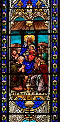 The Magi kings at the Nativity stain glass
