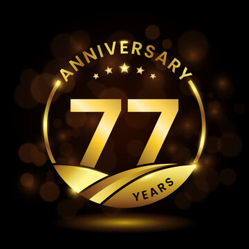 77 years anniversary, Anniversary celebration logo design. vector template illustration