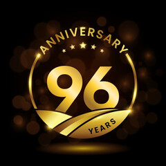 96 years anniversary, Anniversary celebration logo design. vector template illustration - obrazy, fototapety, plakaty