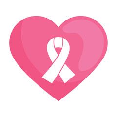 breast cancer ribbon in heart