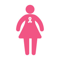 breast cancer ribbon in woman