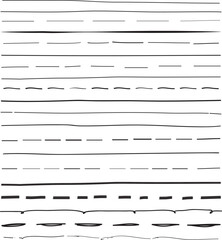 Black line drawing set isolated on background. Collection of trendy line drawing vector for black ink paint, grunge line, dirt banner and dirty texture. Line draw vector, graphic design