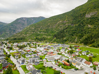 Fototapeta na wymiar Aerial photo Laerdal is a municipality in Vestland county, Norway
