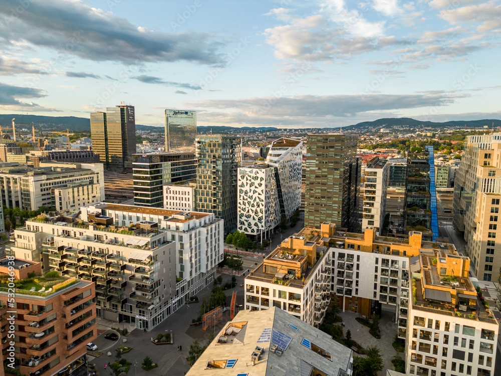 Wall mural Aerial photo modern architecture in Oslo Norway