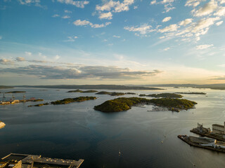 Aerial fjord landscape Oslo Norway