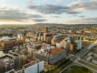Aerial photo Downtown Oslo Norway - obrazy, fototapety, plakaty