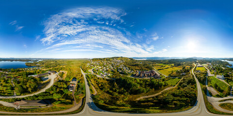 360 vr aerial panorama of Lindas Norway
