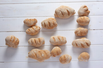 Homemade fresh bread on a table - 532047747