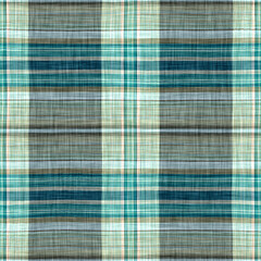 Teal rustic coastal beach house check fabric tile. Seamless sailor flannel textile gingham repeat swatch.