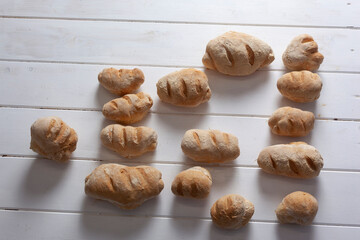 Homemade fresh bread on a table - 532047790