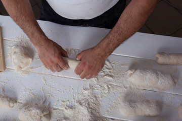 Dough preparing bread handmade