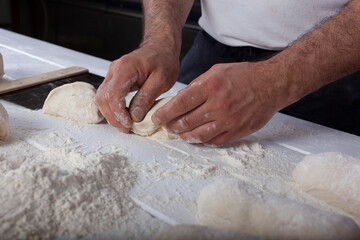 Obraz na płótnie Canvas Dough preparing bread handmade