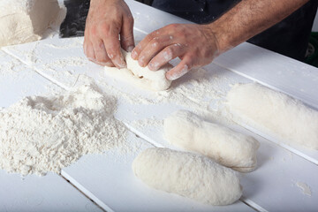 Dough preparing bread handmade