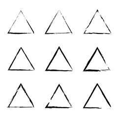grunge triangle in hand drawn style. Brush triangles. Vector illustration. stock image. 