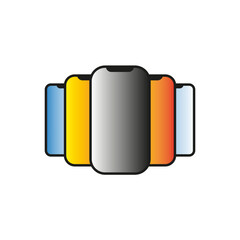 colored mobile phones set. Vector illustration. Stock image. 