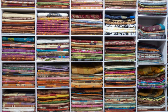 Coloured textile shelf in India