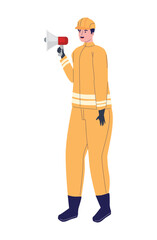 Fireman with megaphone