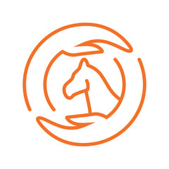 horse training logo design,horse,hand,vector,circular,line