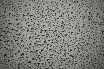 Raindrops in a window. Horizontal shot