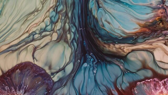 Abstract Paint Ink Spread like Explotion on Milky Surface