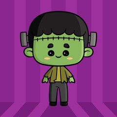 Cute Frankenstein. Cute Frankenstein vector cartoon design. Halloween Vector