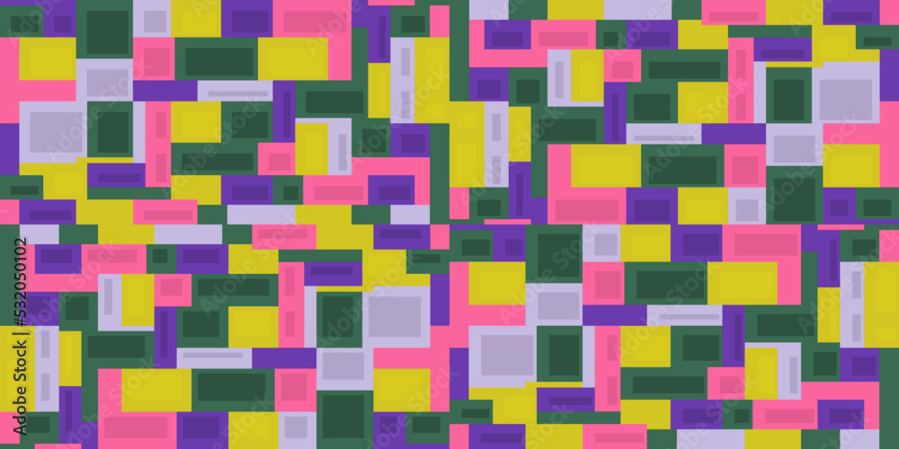 Aufkleber Multicolored rectangular patches in an abstract symmetrical pattern. For prints, decoration, textile, digital.
