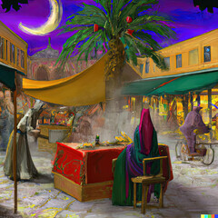 Market scene from 1001 Arabian Nights