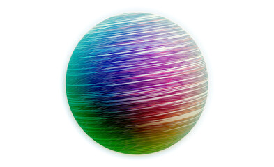 Fantastic planet, 3D Render. Spinning  multicolored sphere. Abstract futuristic sphere. Transparent background, PNG file