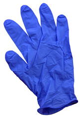 A blue medical glove with no background