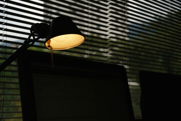 lamp on the office and blinds