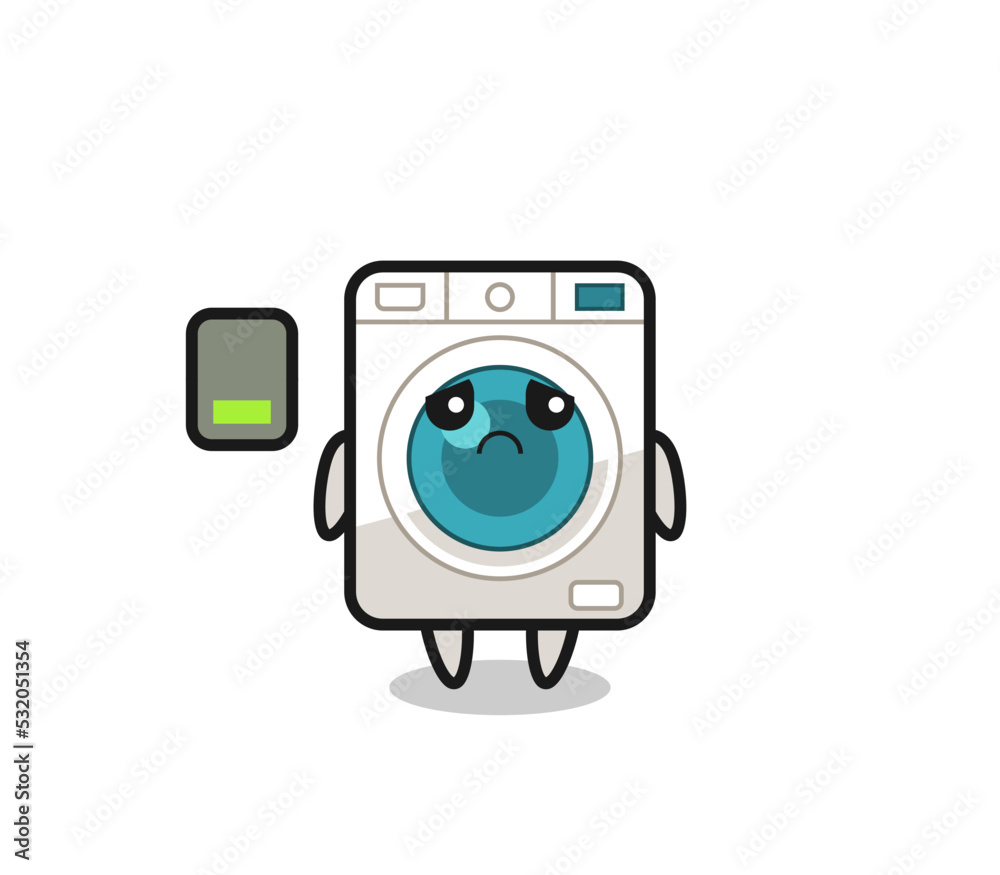 Canvas Prints washing machine mascot character doing a tired gesture