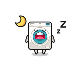 washing machine character illustration sleeping at night