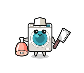 Illustration of washing machine character as a butcher