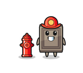 Naklejka premium Mascot character of carpet as a firefighter