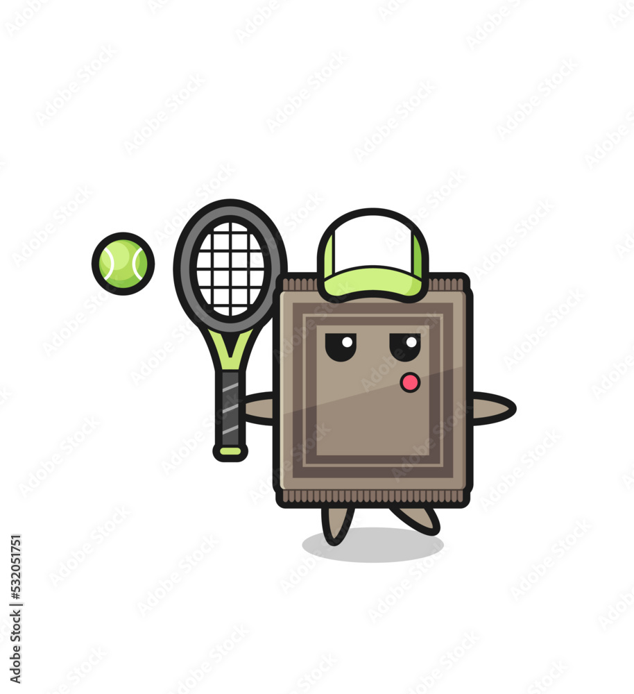 Wall mural Cartoon character of carpet as a tennis player