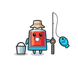 Mascot character of toothpaste as a fisherman