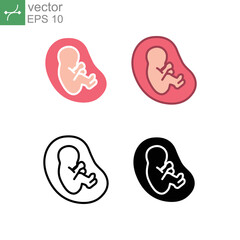 Baby in womb, unborn baby. Pregnant or Pregnancy sac illustration. Human Embryo Child, fetal. Prenatal development. Fetus icon. Vector illustration. Design on white background. EPS10