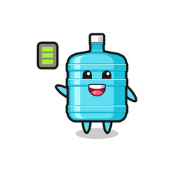 gallon water bottle mascot character with energetic gesture