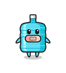 Cartoon Illustration of gallon water bottle with tape on mouth