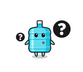Cartoon Illustration of gallon water bottle with the question mark