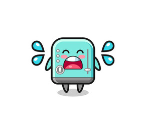 toaster cartoon illustration with crying gesture
