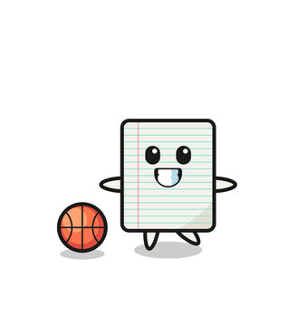 Illustration of paper cartoon is playing basketball