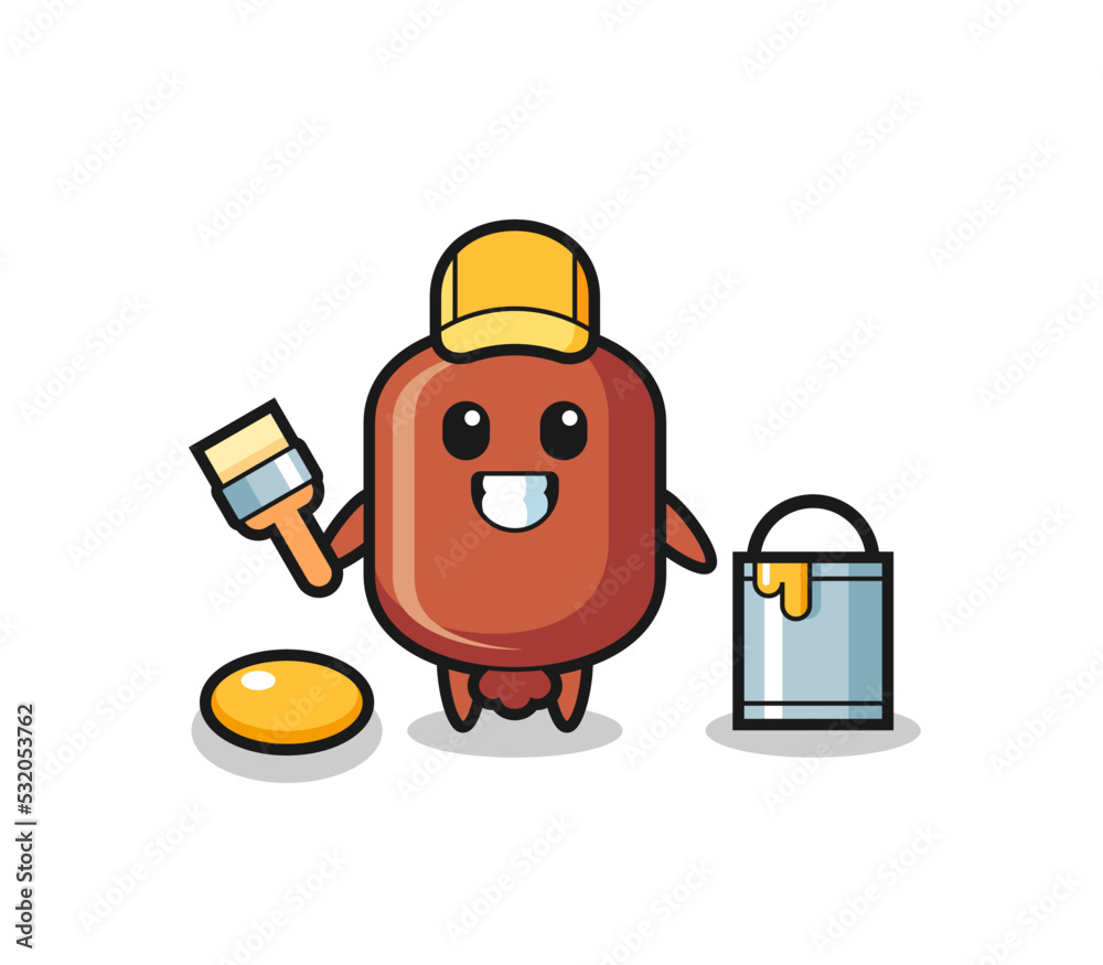 Poster character illustration of sausage as a painter