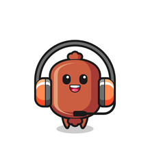 Cartoon mascot of sausage as a customer service