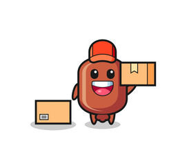 Mascot Illustration of sausage as a courier