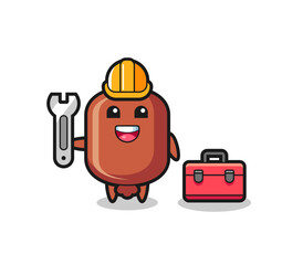 Mascot cartoon of sausage as a mechanic